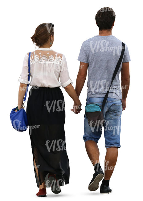 man and woman walking hand in hand