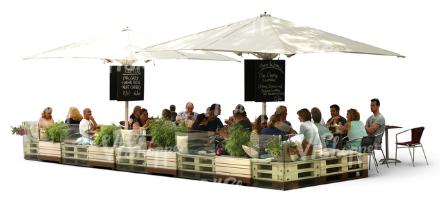 people sitting in a street cafe