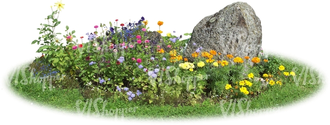 flowerbed with stones