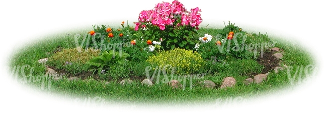 flowerbed with stone edging
