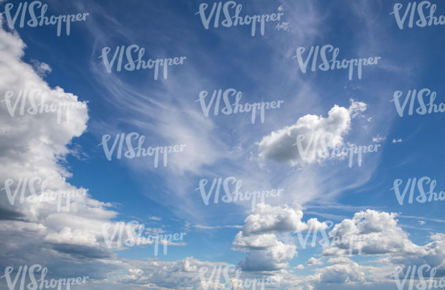 blue sky with fluffy clouds