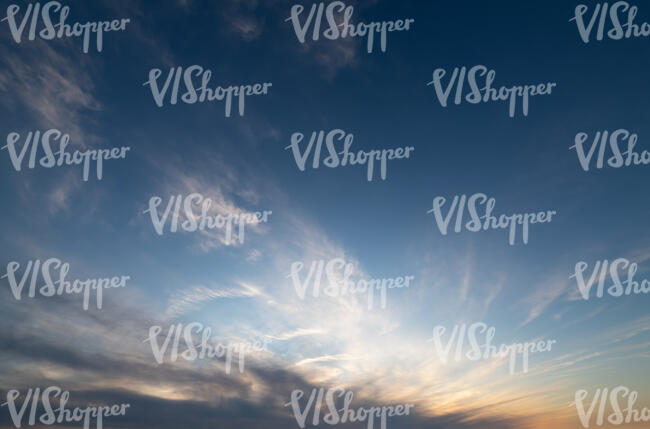 sunset with thin long clouds