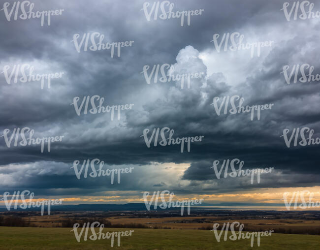 evening sky with large grey clouds