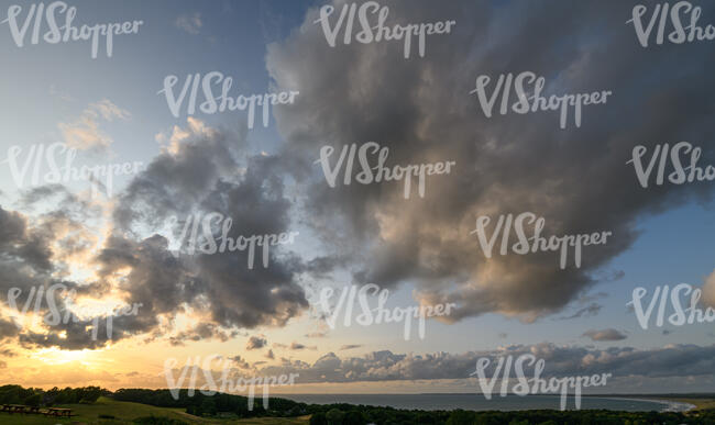 sunset with cumulus clouds