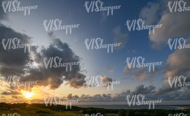 sunset with sun and clouds