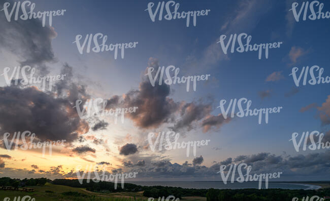 sunset with clouds and golden sky