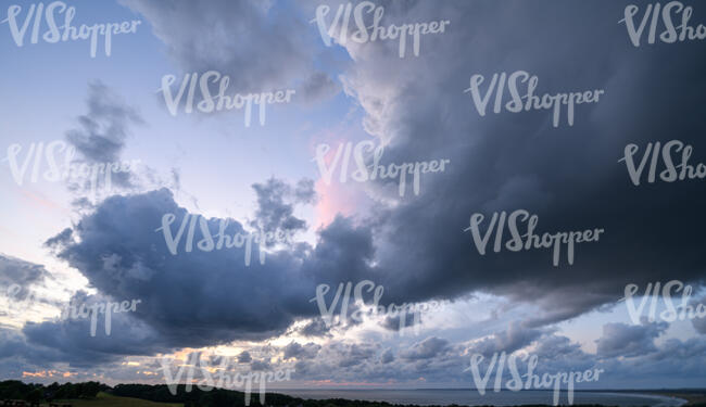 sunset with pink sky and clouds