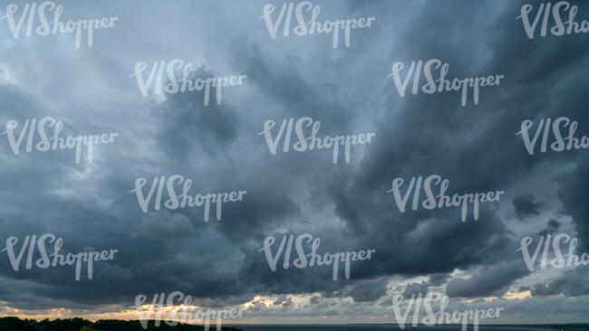 dusk with large grey rain clouds