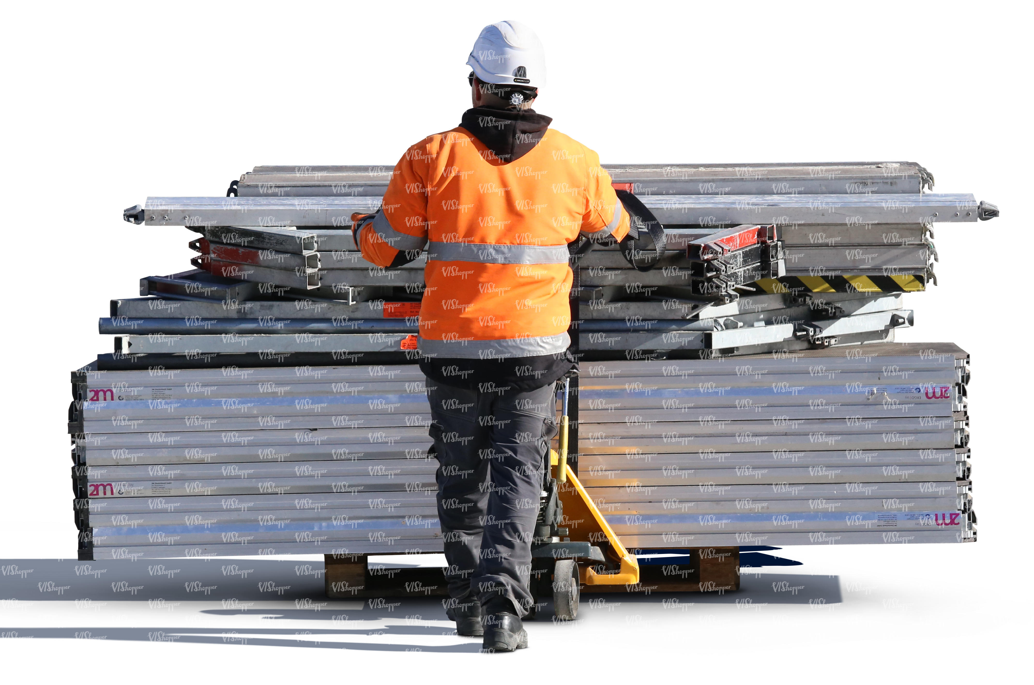 construction worker handling building materials