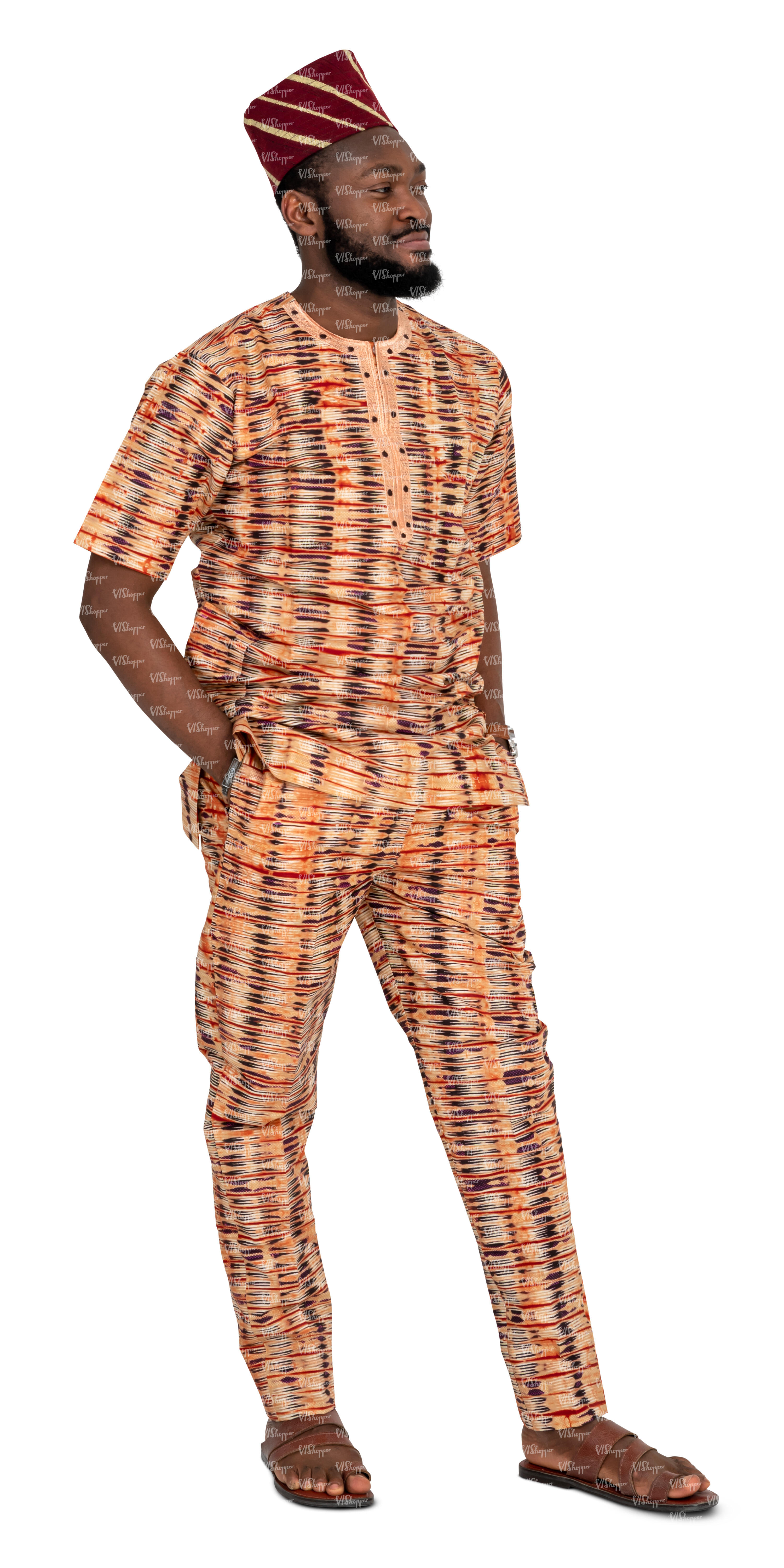 black man in ethnic clothes standing - VIShopper