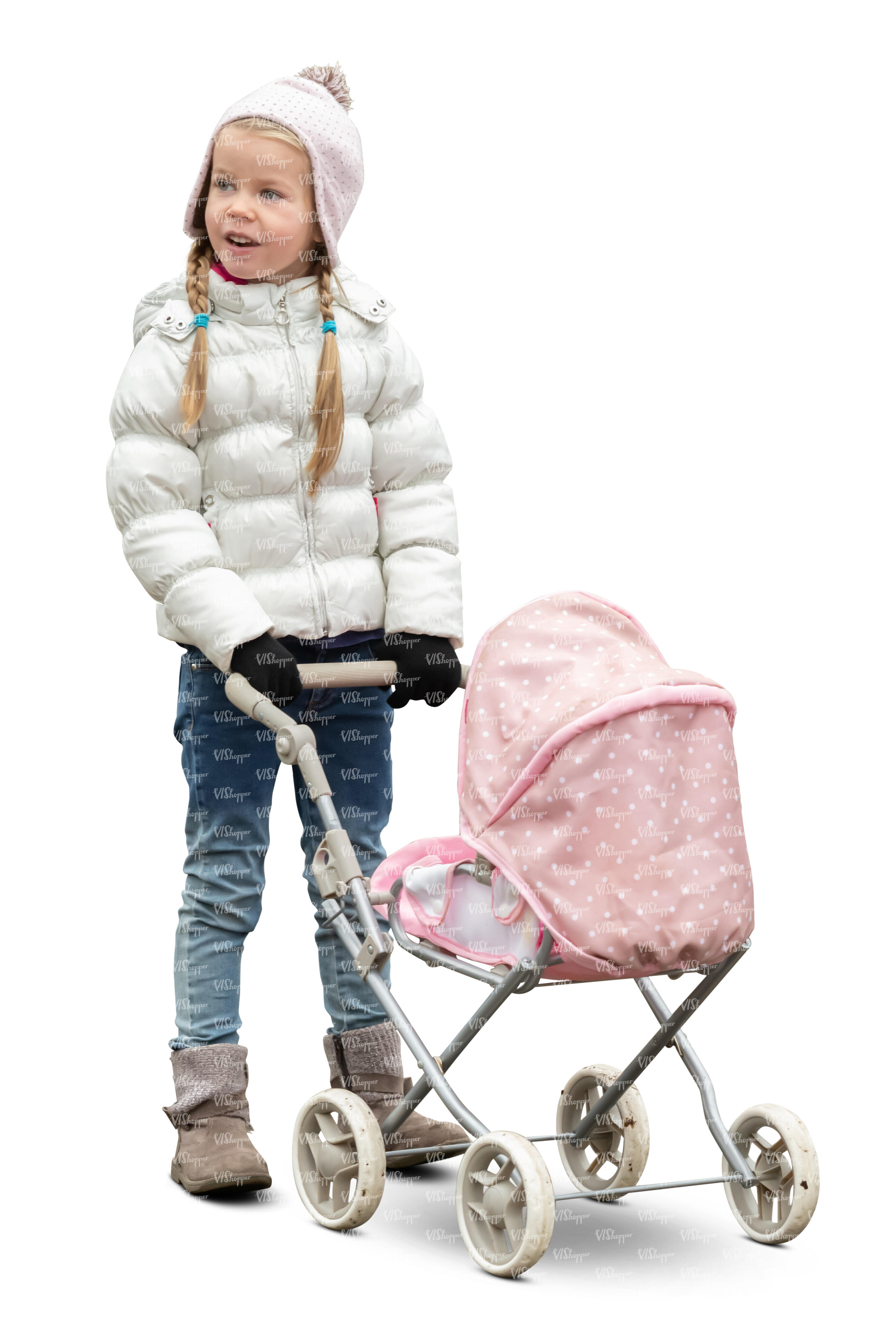 Cut Out Little Girl With A Baby Doll Carriage VIShopper