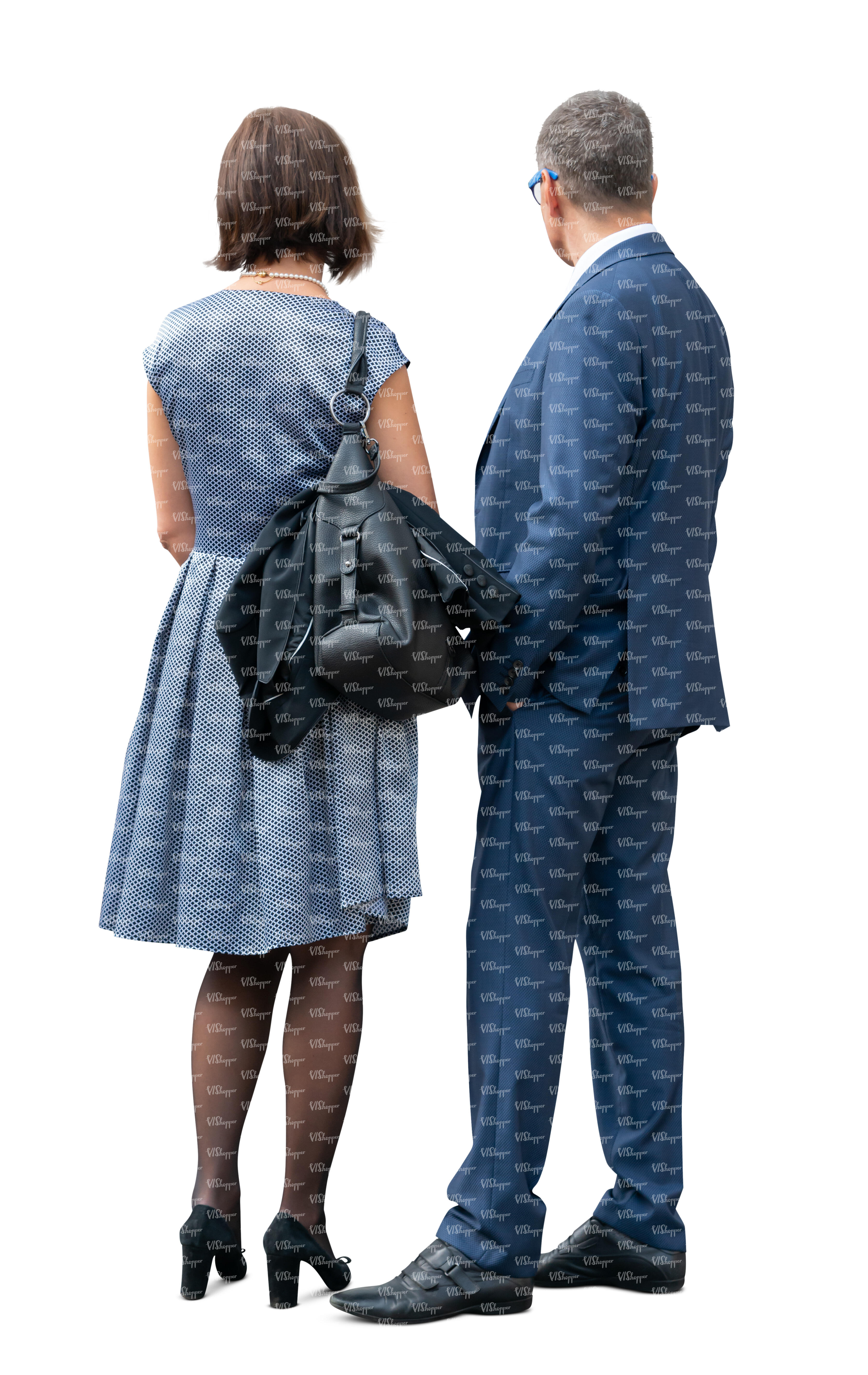 two cut out people in formal party clothes standing - VIShopper