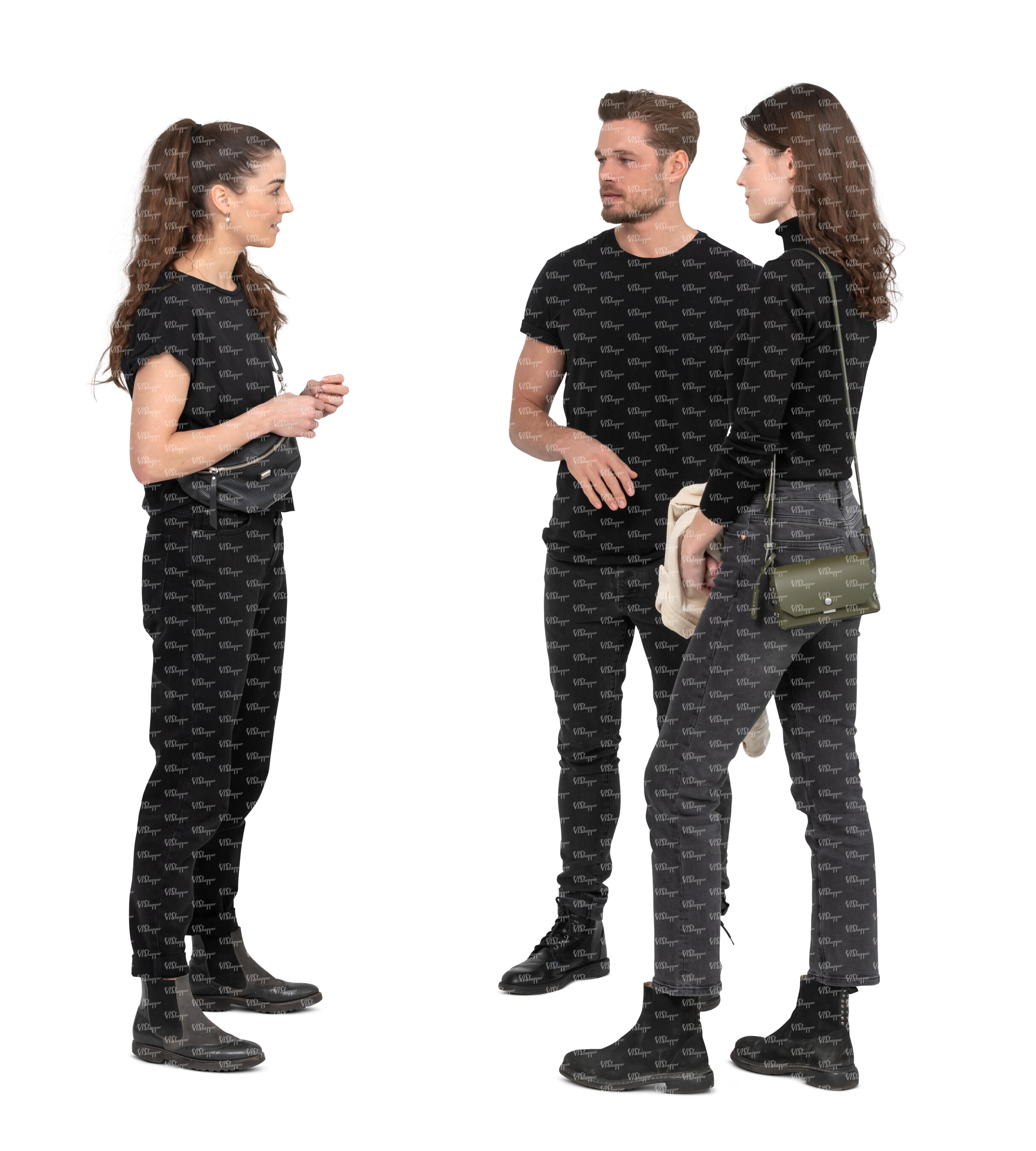 Cut Out Group Of Three People Standing And Talking Vishopper