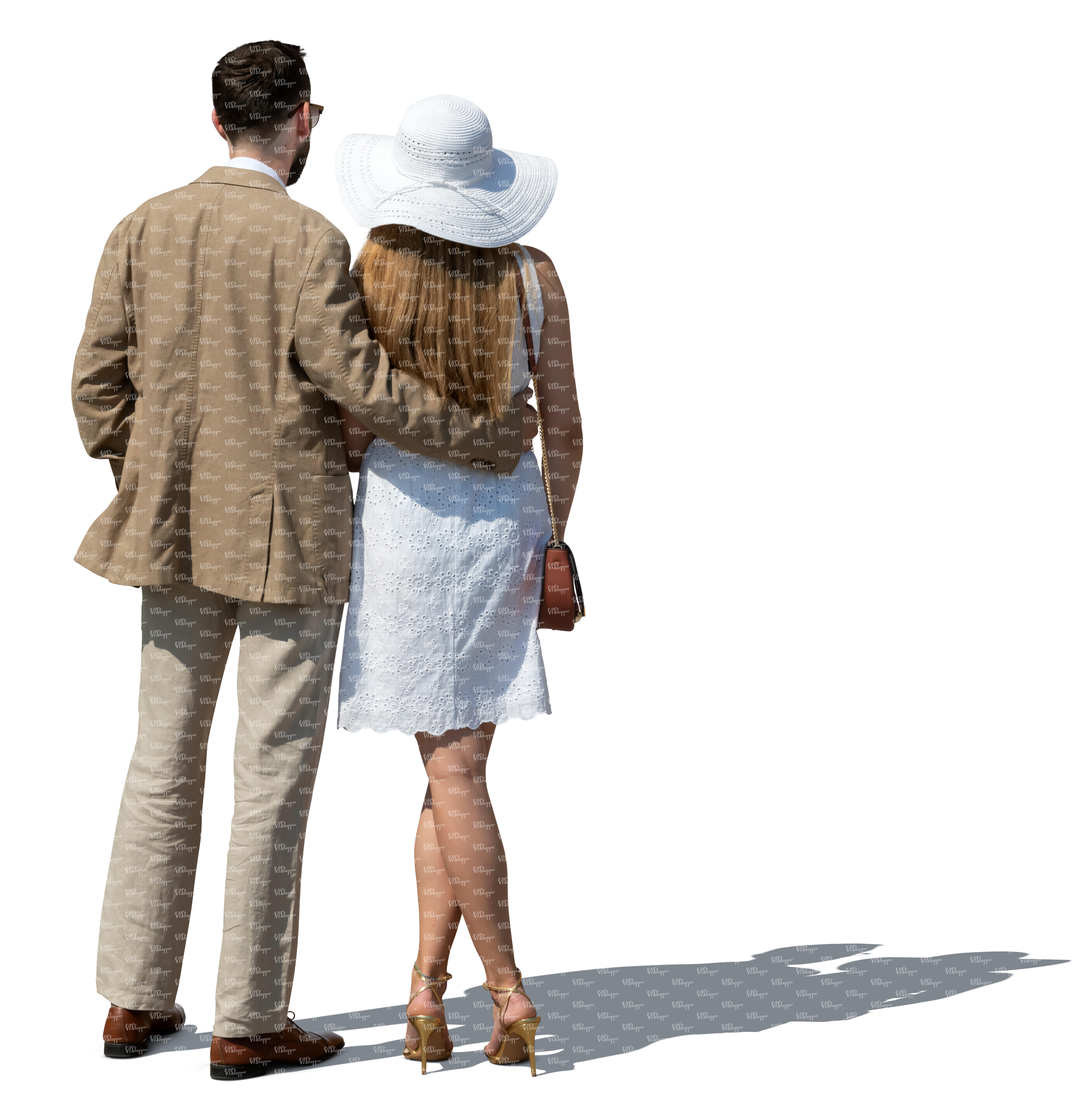 cut out couple in formal summer clothes standing together - VIShopper